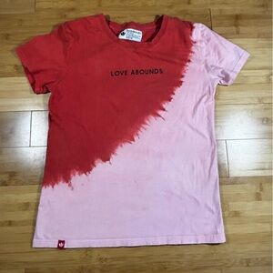 Dutch Bros Coffee Love Abounds Dip Dye Pink Tee Shirt Medium